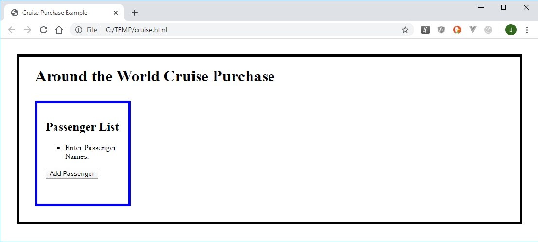 Initial World Cruise Sign Up Page.