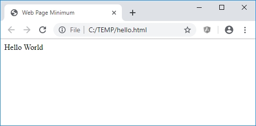 Browser showing Hello World